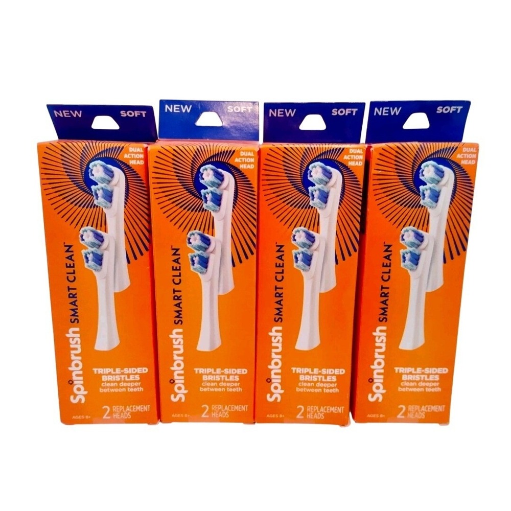 Spinbrush Smart Clean Replacement Heads Soft Triple-Sided Bristles 2 Count 4pk